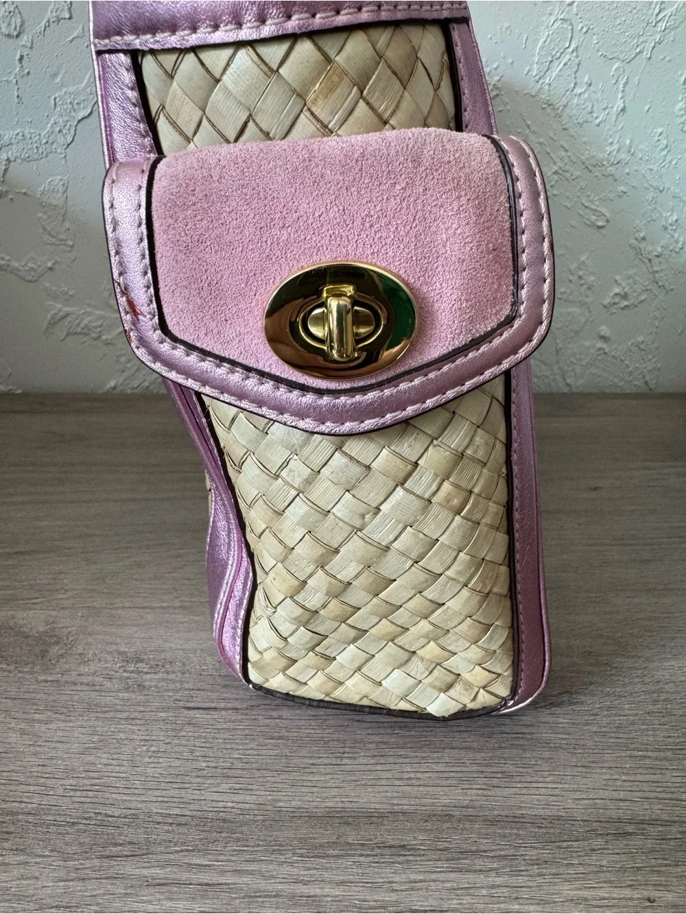 Coach Vintage 2004 Pink Straw Tote Bag - Style 4419